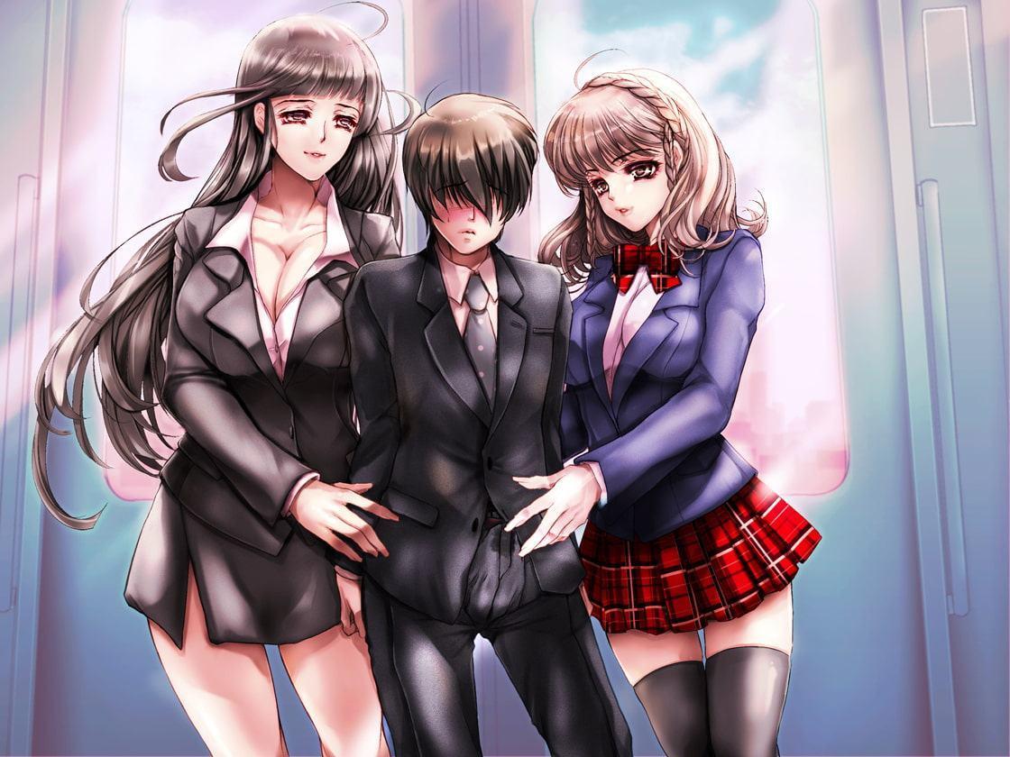 電車の中に痴女2人 責め好き姉妹の逆痴漢