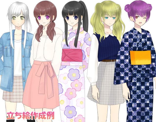 【とくだ屋】立ち絵素材女子5体セット