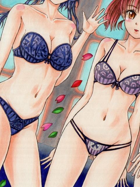 冴えない〇〇の育てかた、ランジェリー姿のアナログイラスト(コピック系作品)