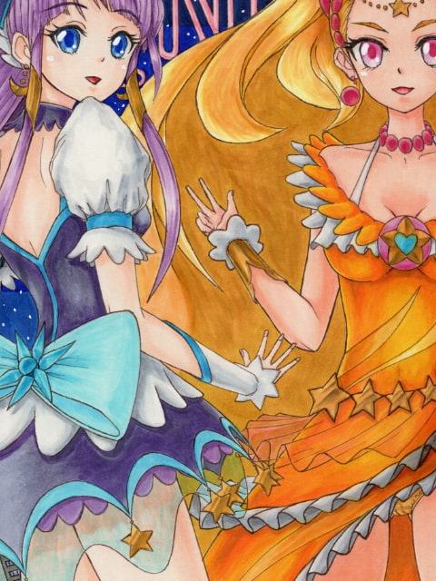 ス〇ートゥイン〇ルプ〇キュアのアナログイラスト(コピック系作品)