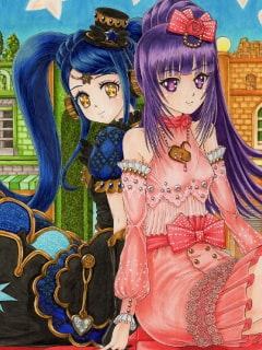 アイド〇タイムプ〇パラ しゅ〇かとガァ〇ラのアナログイラスト(コピック系作品)