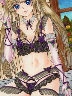 冴えない〇〇の育てかた、うさぎメイクとランジェリーのアナログイラスト(コピック系作品)