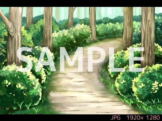 森の背景 一本道・昼