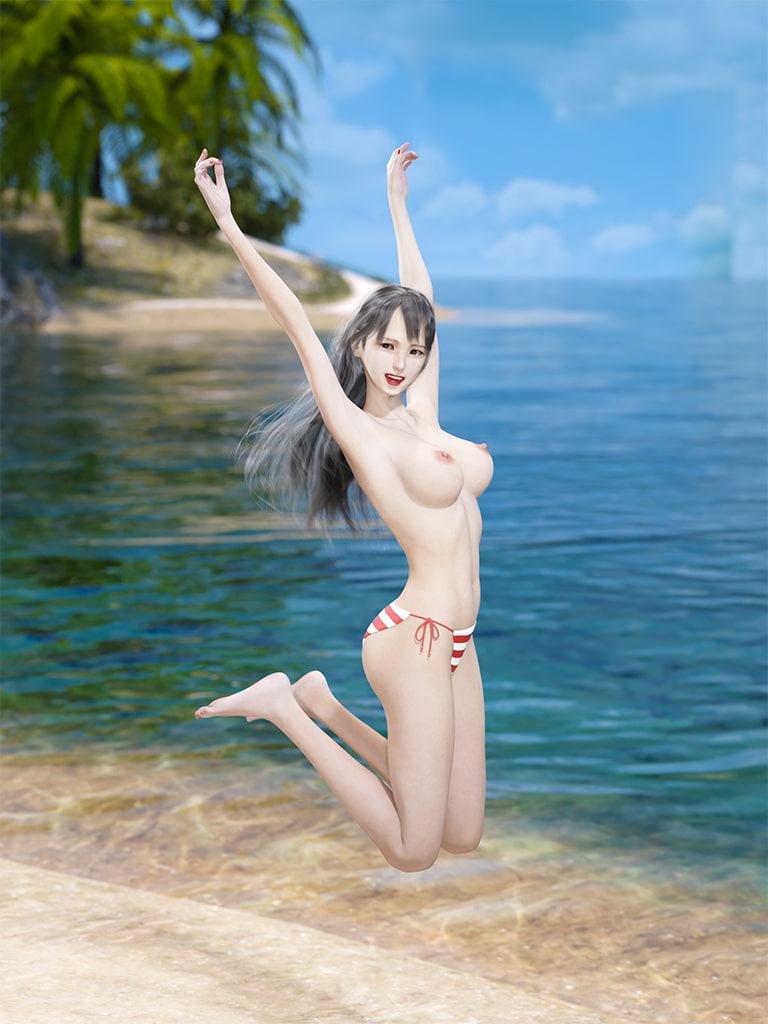 浜辺の水着少女