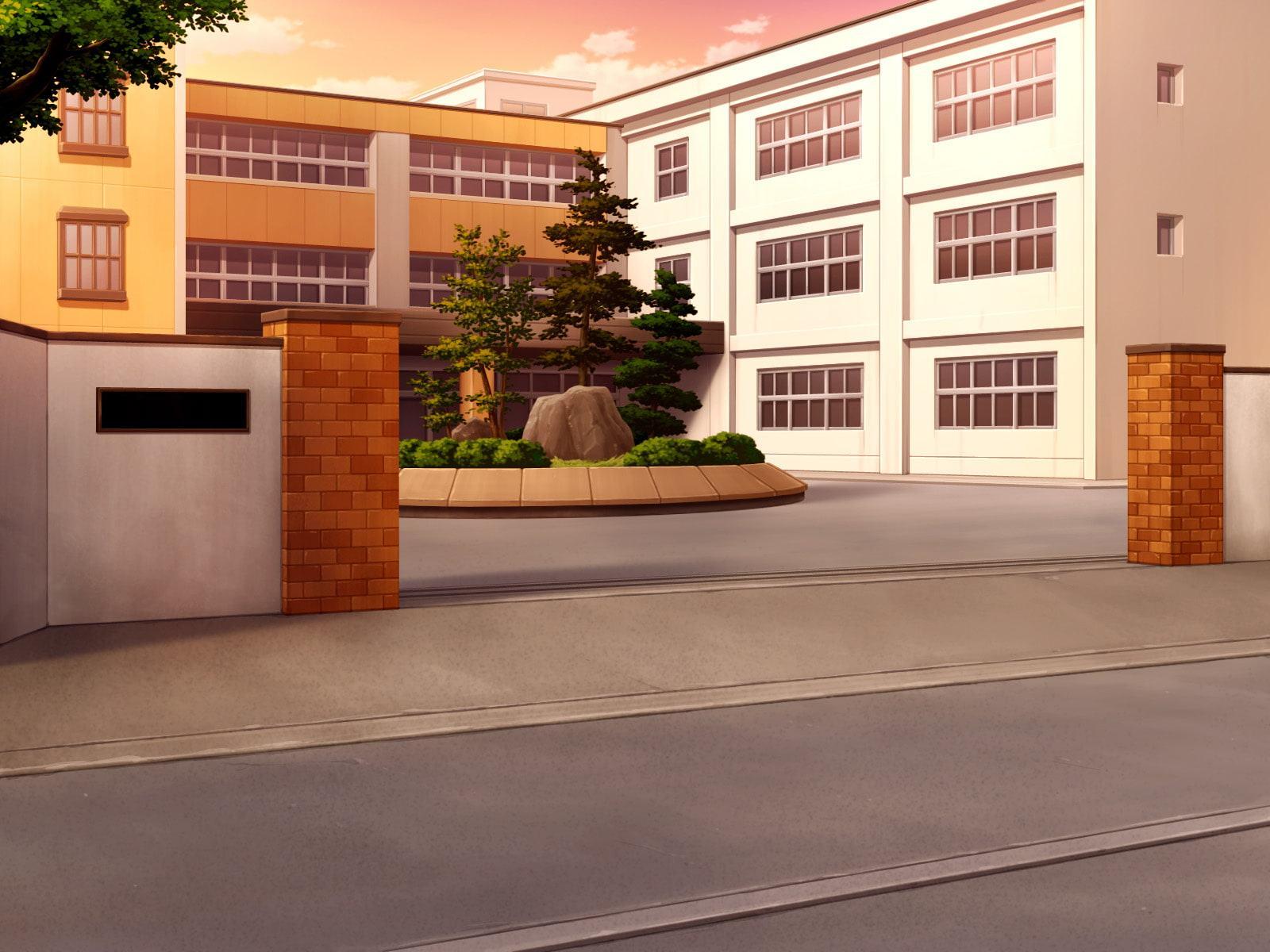 フリー背景素材 学校 校門