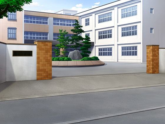 フリー背景素材 学校 校門