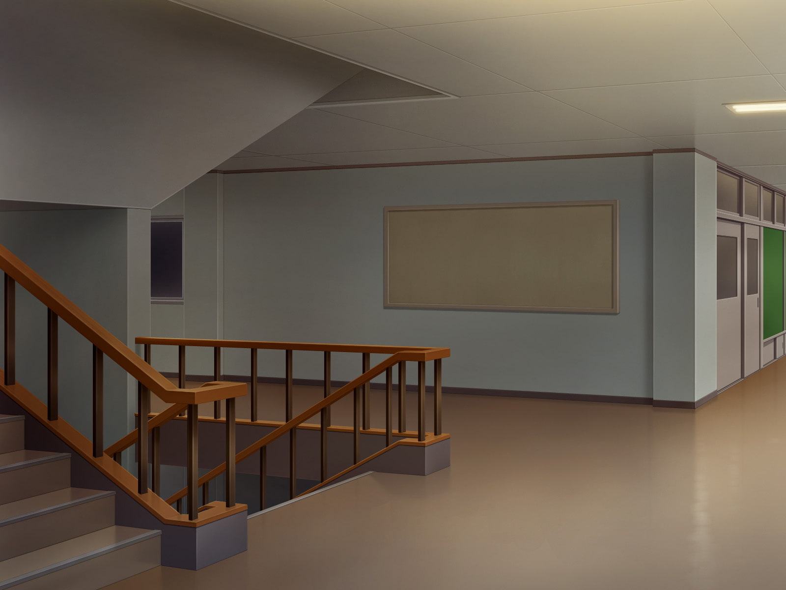 フリー背景素材 学校 廊下