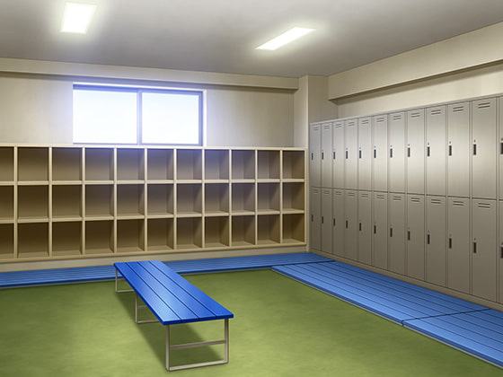 フリー背景素材 学校 更衣室