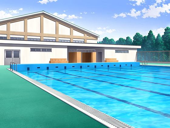フリー背景素材 学校 プール