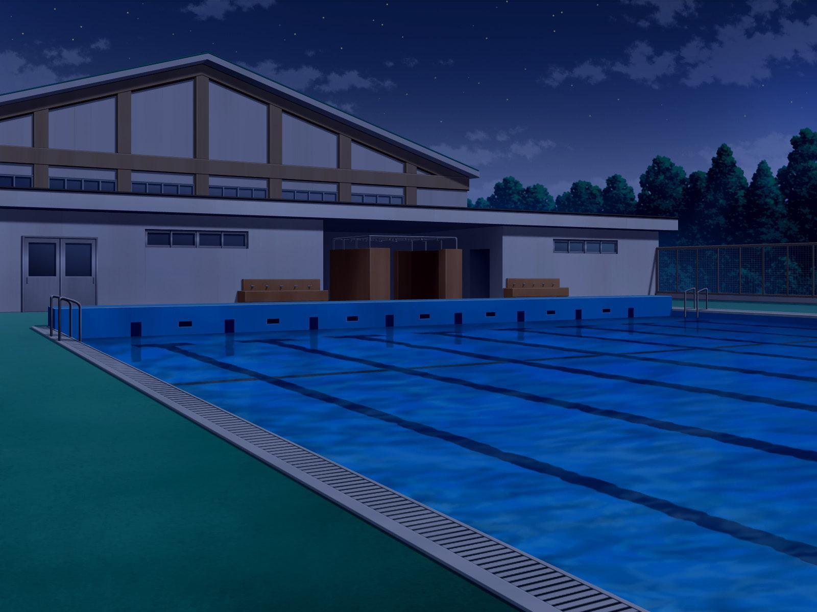 フリー背景素材 学校 プール