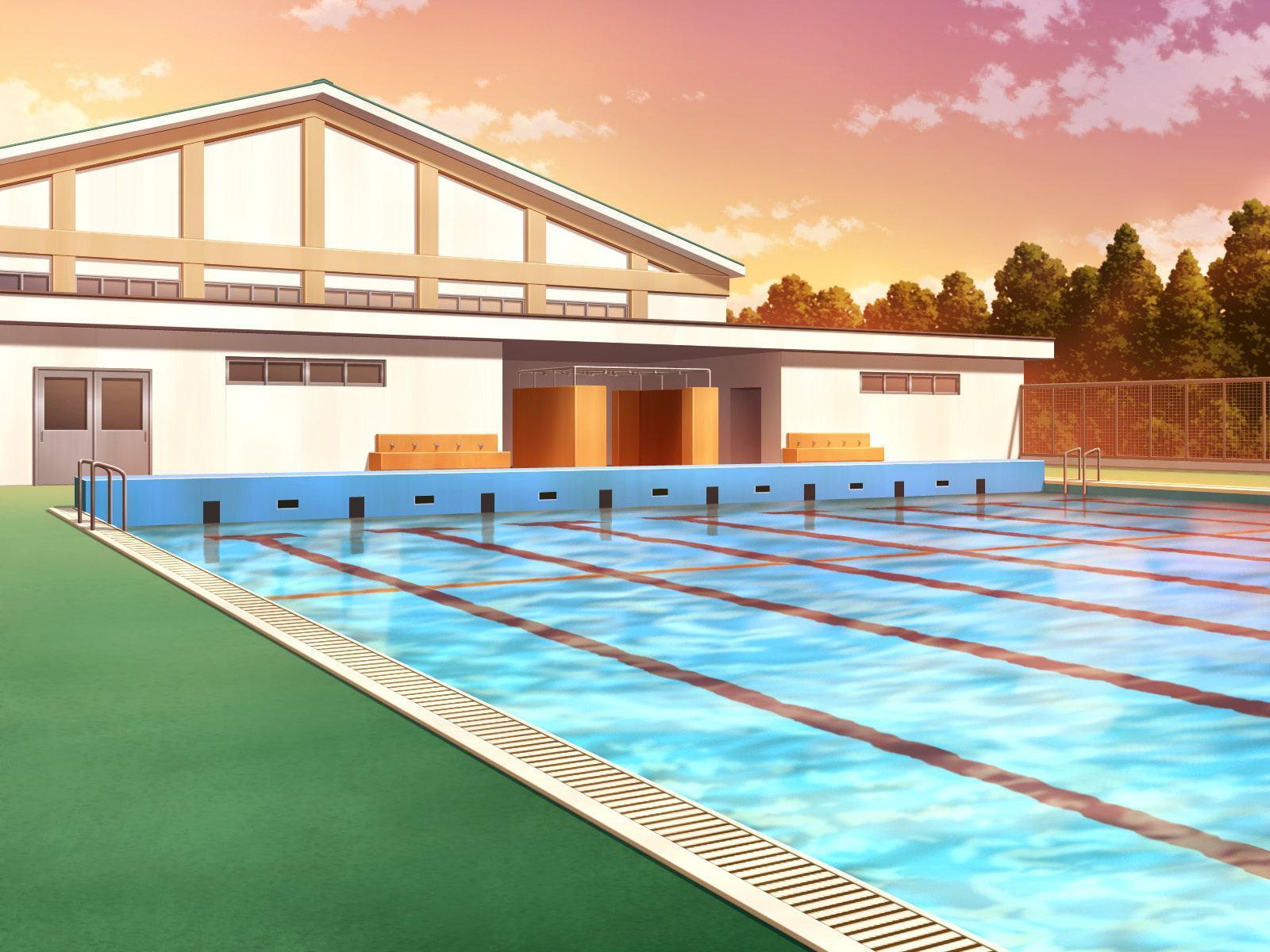 フリー背景素材 学校 プール