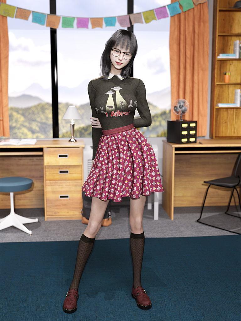 寮部屋の眼鏡娘