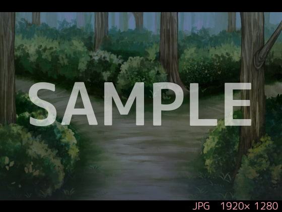 森 分かれ道 夜【ゲーム背景素材】