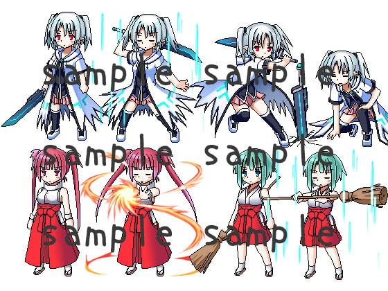 サイドビュードット絵素材集(freeze氷結の巫女-桜春雪-より)