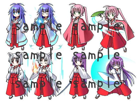 サイドビュードット絵素材集(freeze氷結の巫女-桜春雪-より)