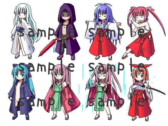 サイドビュードット絵素材集(freeze氷結の巫女-桜春雪-より)