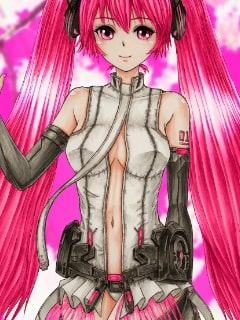 初〇ミク、桜ミ〇Appen〇Ver4のアナログ&CG加工イラスト(コピック系作品)