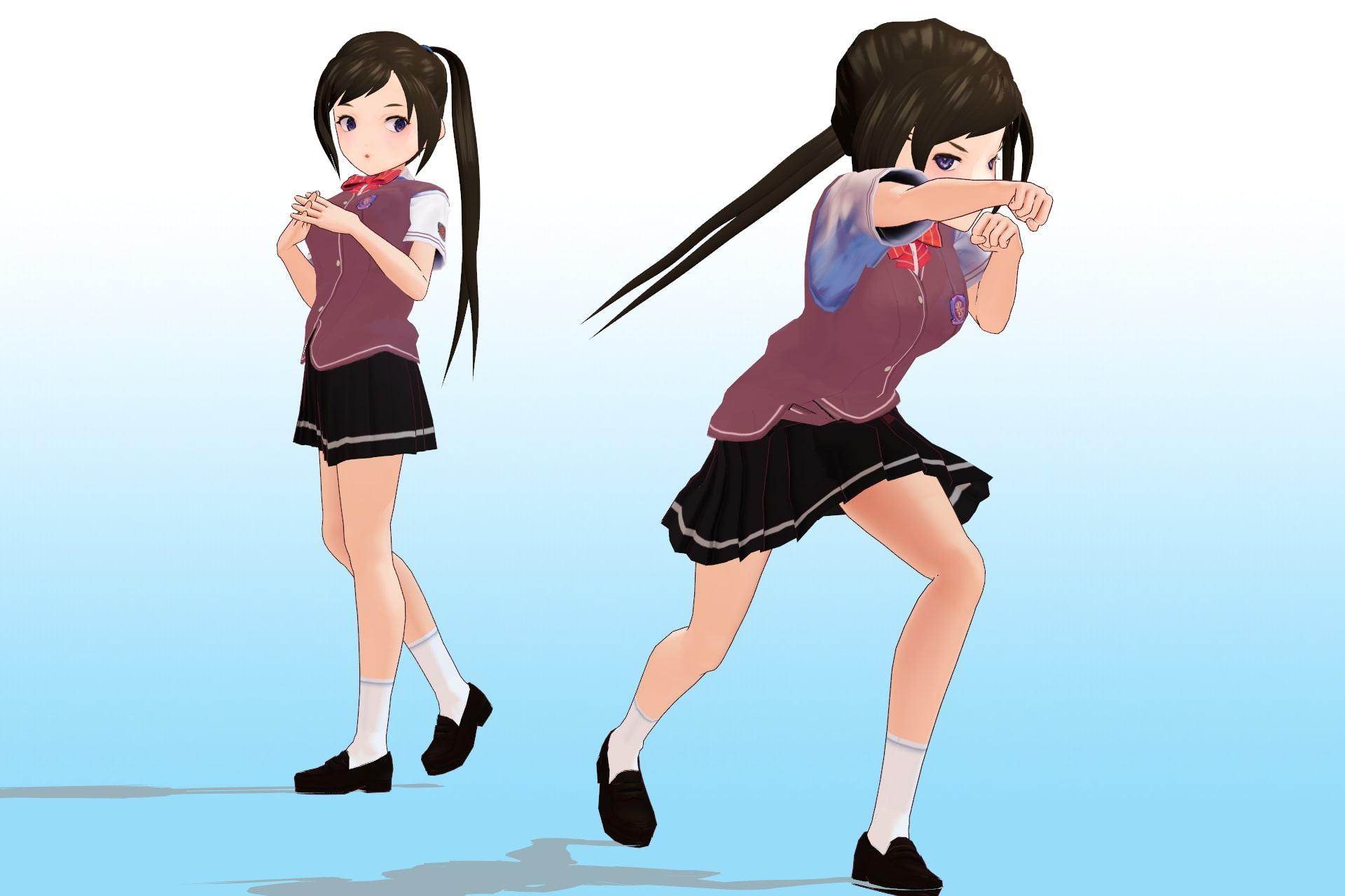 私立あかね高等学校 2年3組 出席番号17番 月瀬 凛 夏服3Dモデルデータ