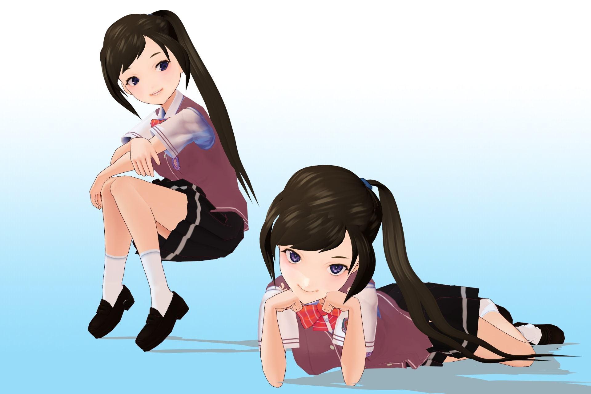 私立あかね高等学校 2年3組 出席番号17番 月瀬 凛 夏服3Dモデルデータ