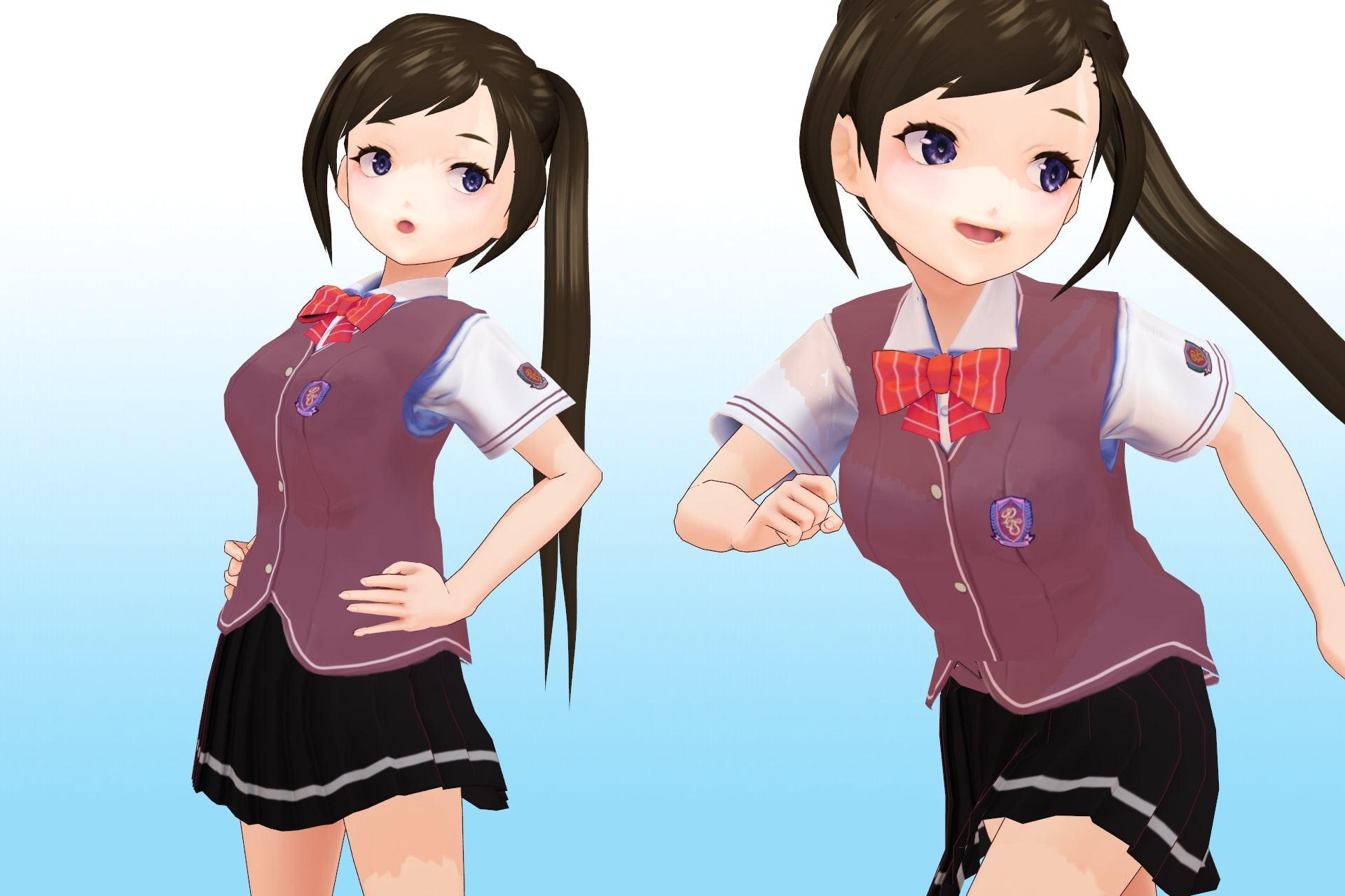 私立あかね高等学校 2年3組 出席番号17番 月瀬 凛 夏服3Dモデルデータ