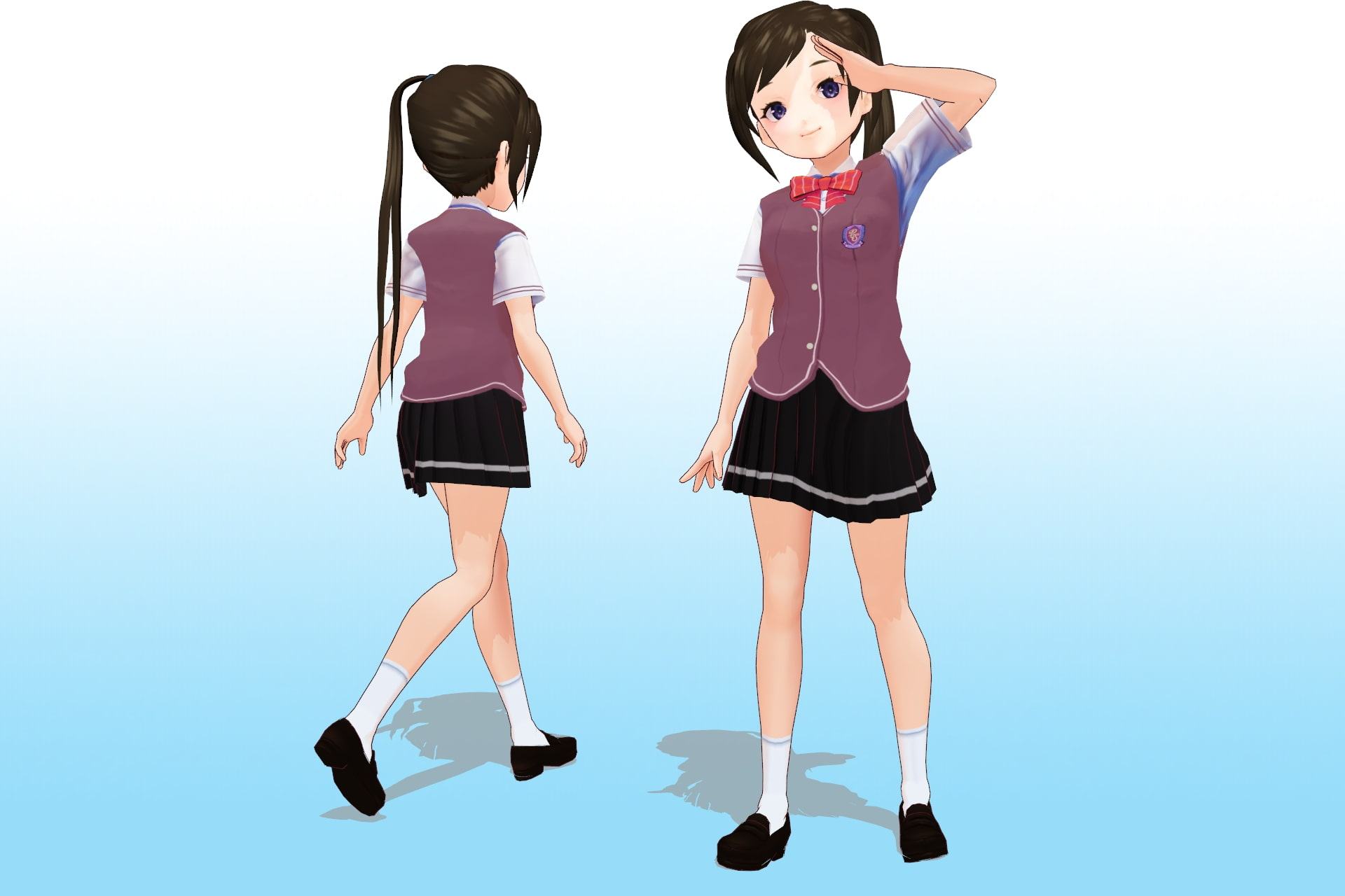 私立あかね高等学校 2年3組 出席番号17番 月瀬 凛 夏服3Dモデルデータ