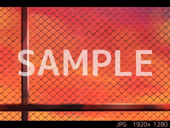 屋上(フェンス) 夕方【ゲーム背景素材】