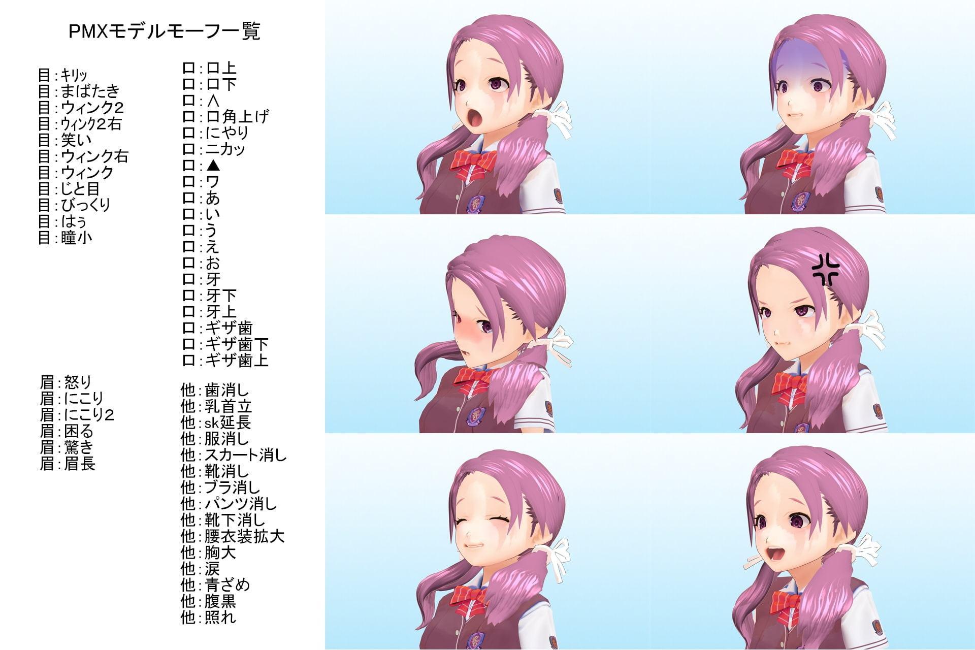 私立あかね高等学校 ○年3組 出席番号30番 雪平 歌穂 夏服3Dモデルデータ