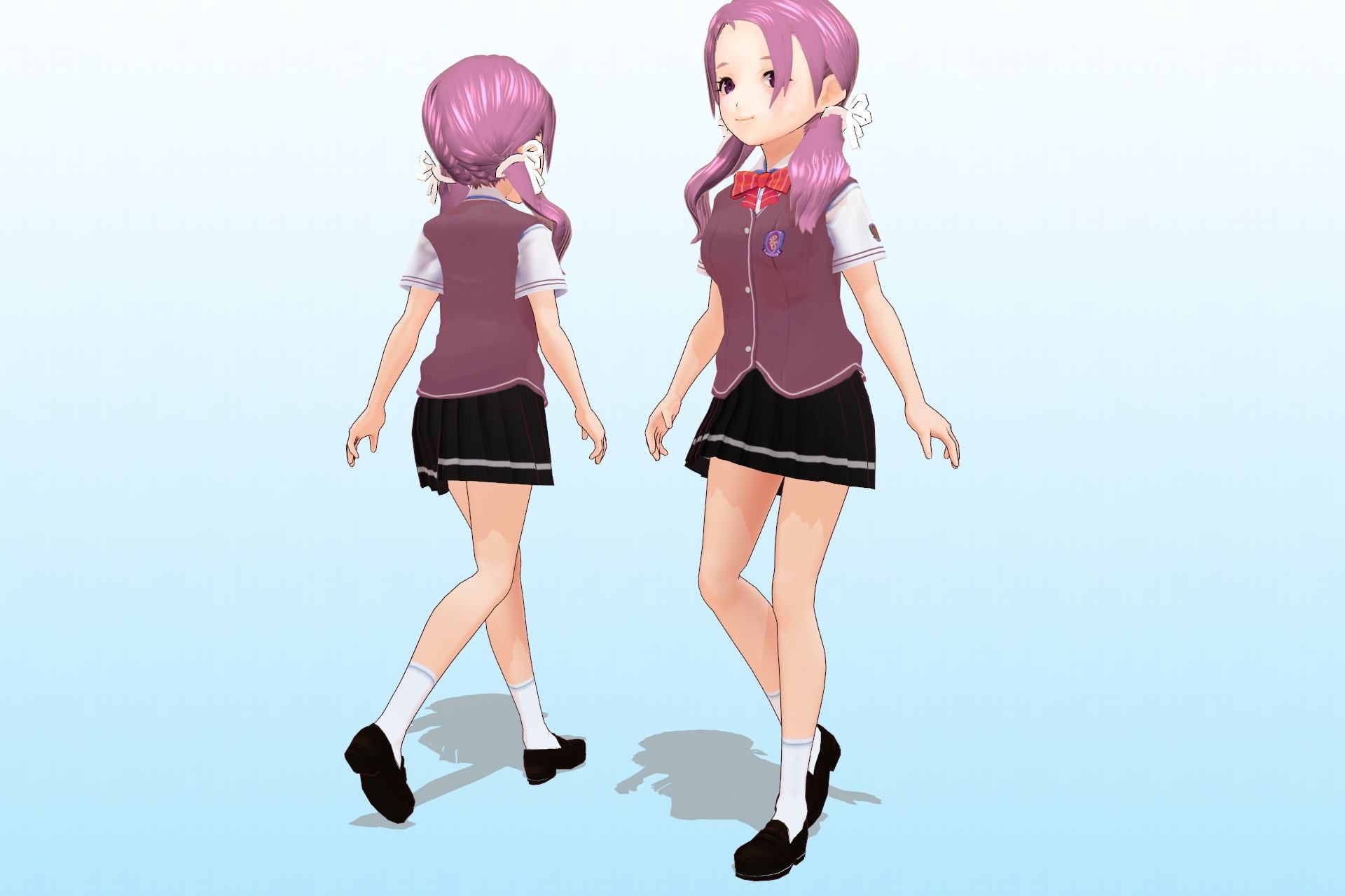 私立あかね高等学校 ○年3組 出席番号30番 雪平 歌穂 夏服3Dモデルデータ