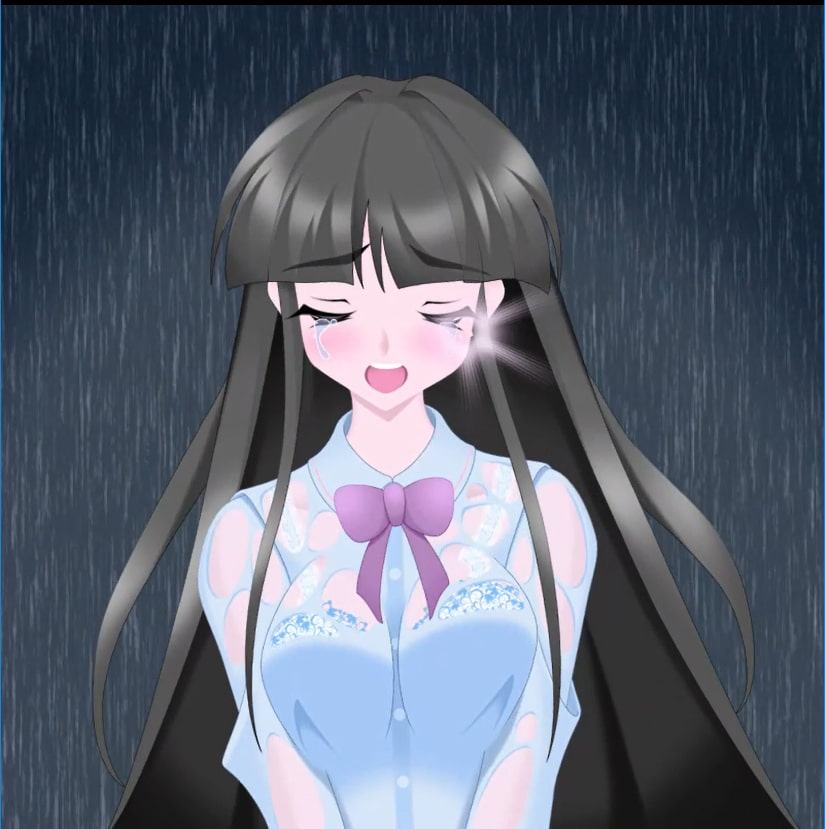 雨の中、頬を打たれる女の子!