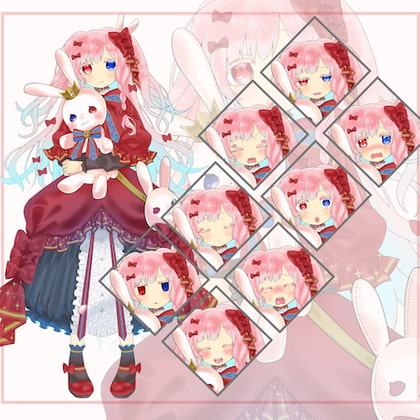 【色違い4色】うさぎロリータの女の子【表情差分10種】