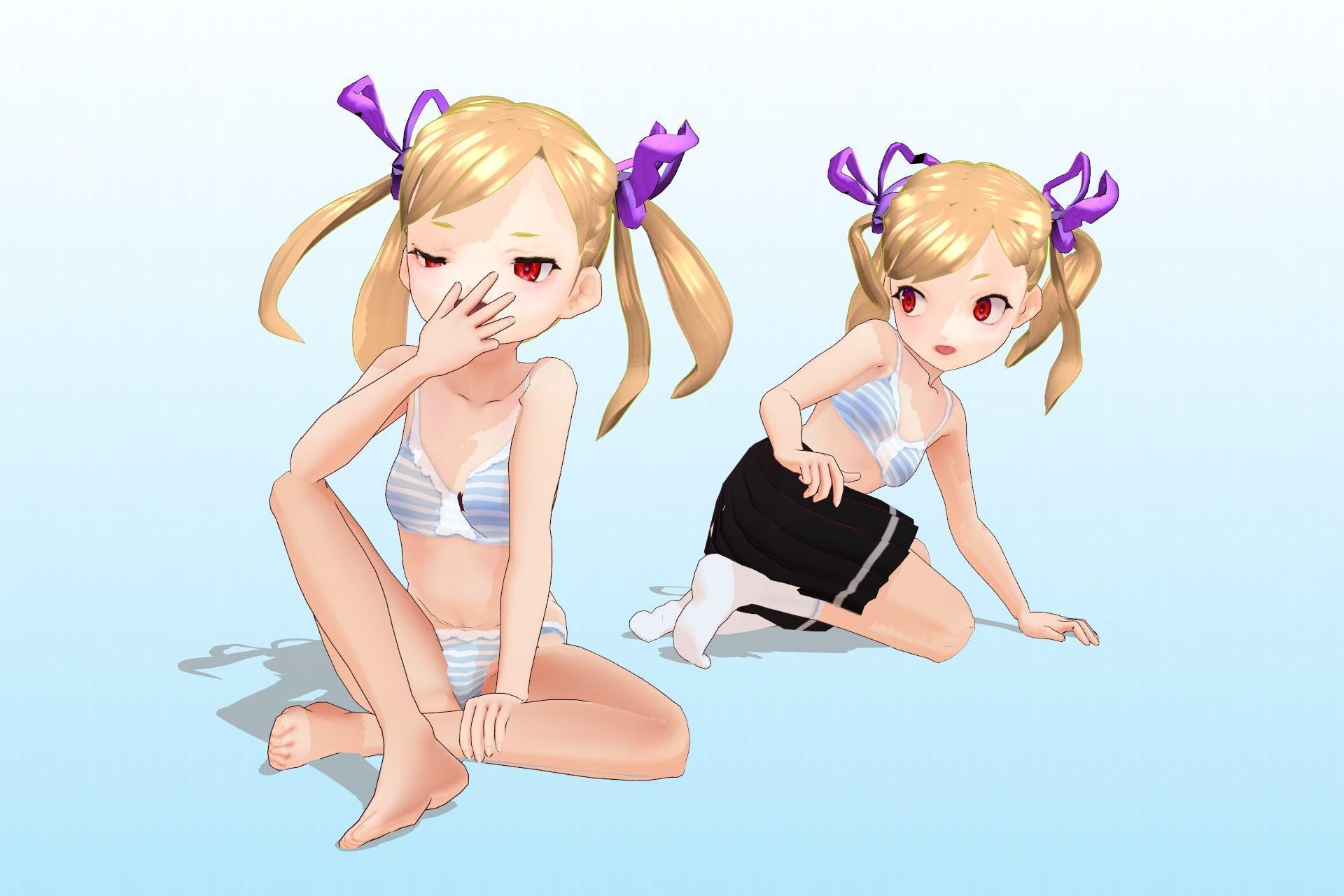 私立あかね高等学校 〇年3組 出席番号2番 エンマ デロッシ 夏服3Dモデルデータ