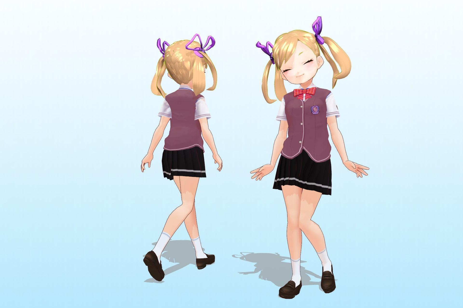 私立あかね高等学校 〇年3組 出席番号2番 エンマ デロッシ 夏服3Dモデルデータ