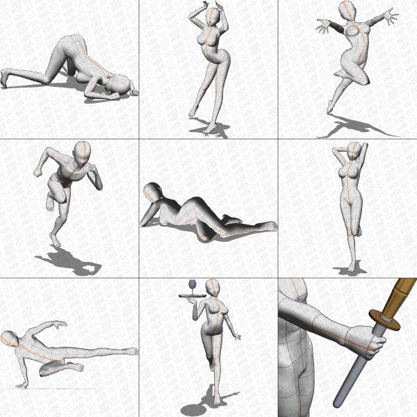 【ポーズ作画資料集001】全身ポーズ27点