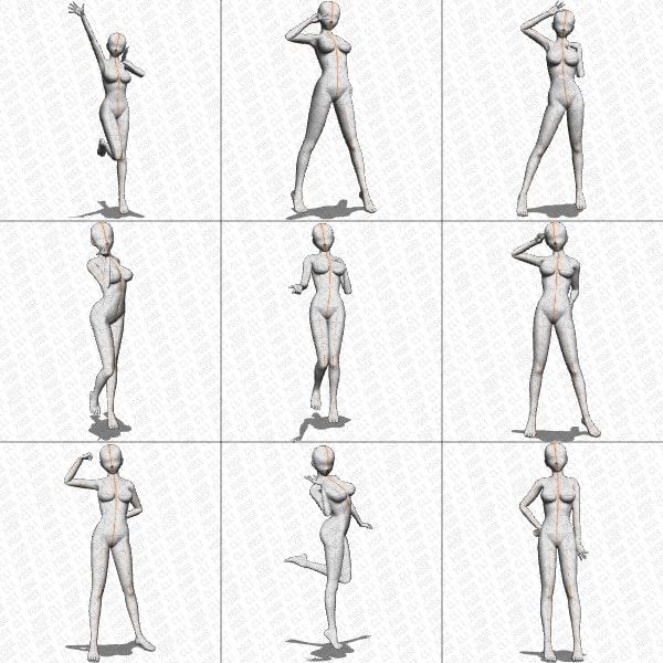 【ポーズ作画資料集002】全身ポーズ27点