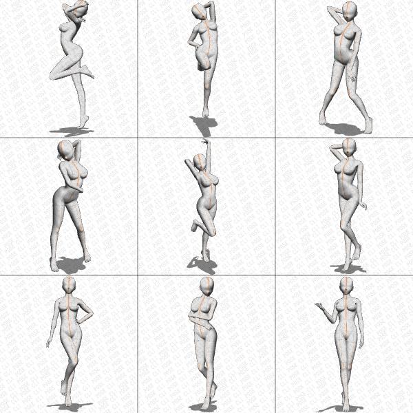 【ポーズ作画資料集002】全身ポーズ27点