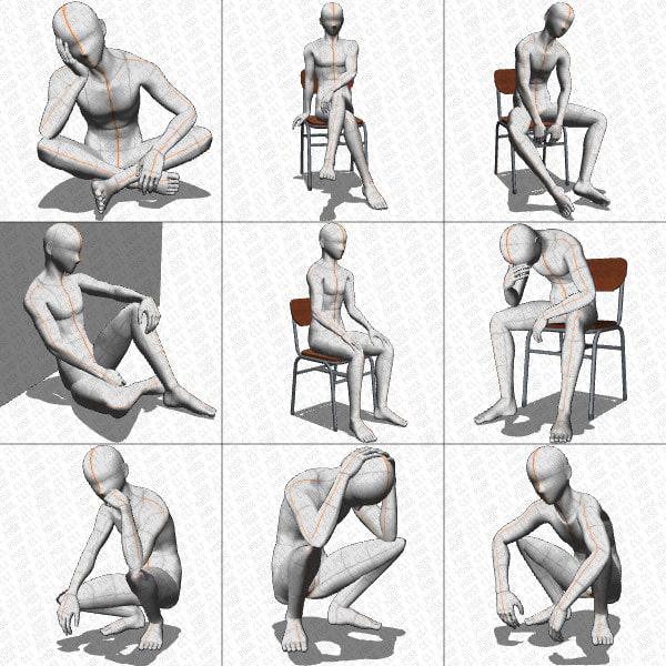 【ポーズ作画資料集009】全身ポーズ27点