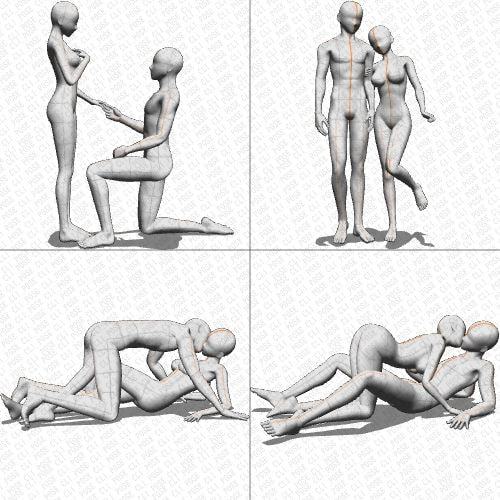 【ポーズ作画資料集011】身長差小全身ポーズ12点