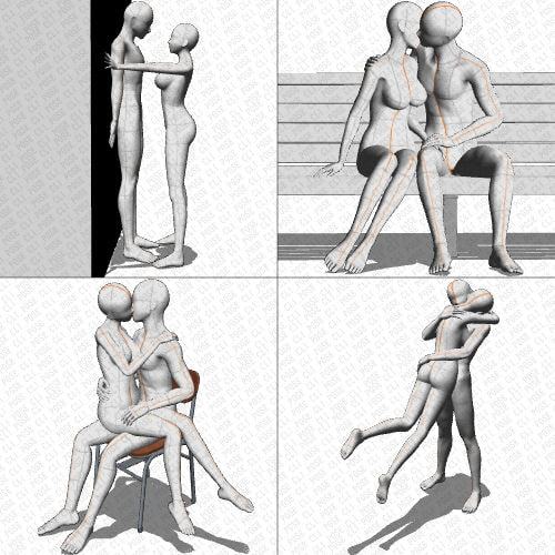 【ポーズ作画資料集011】身長差小全身ポーズ12点