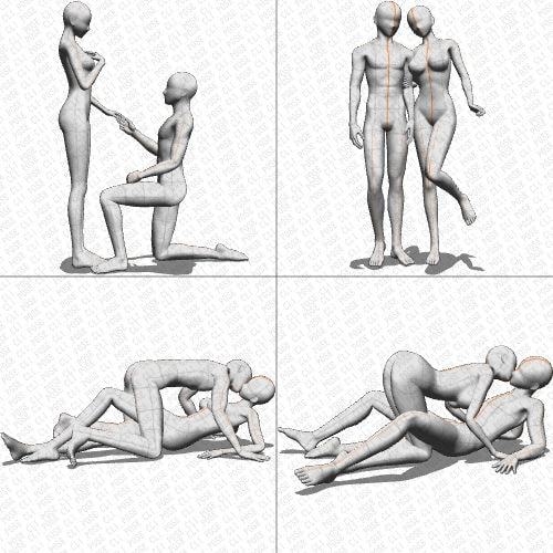 【ポーズ作画資料集012】身長差無全身ポーズ12点