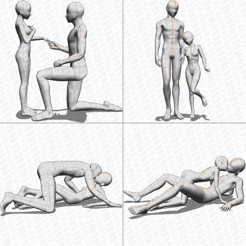 【ポーズ作画資料集014】身長差大全身ポーズ12点