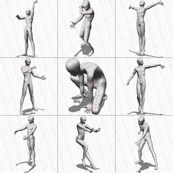 【ポーズ作画資料集015】全身ポーズ27点