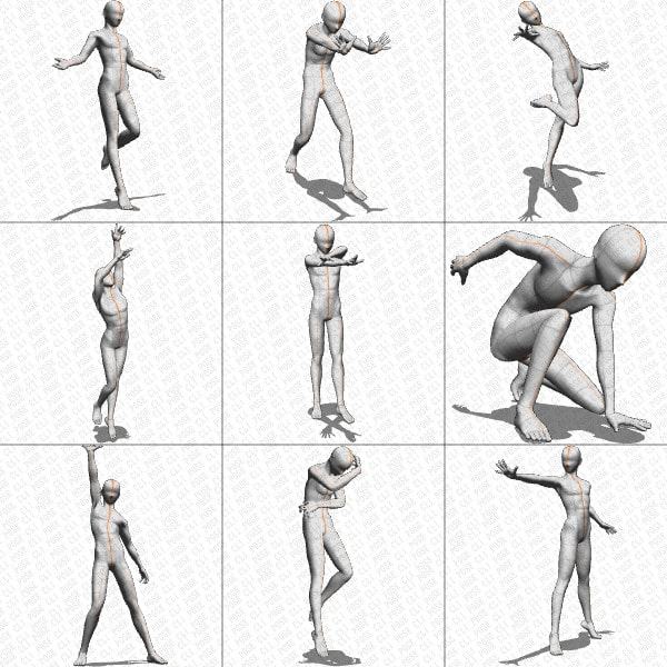 【ポーズ作画資料集015】全身ポーズ27点