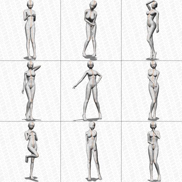 【ポーズ作画資料集018】全身ポーズ27点