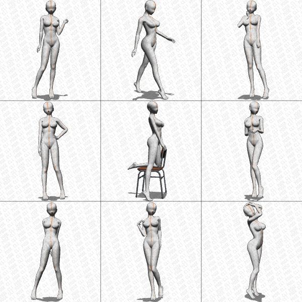【ポーズ作画資料集018】全身ポーズ27点