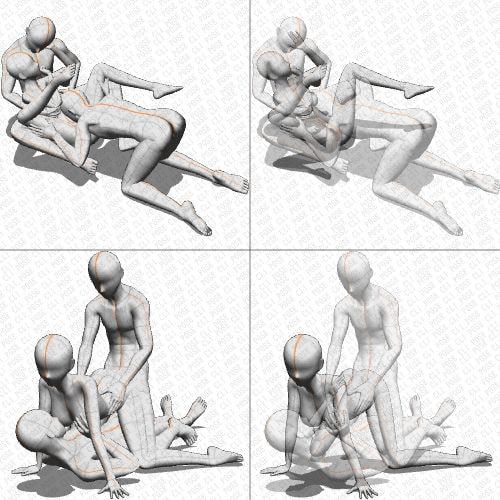 【ポーズ作画資料集019】3Pポーズ8点×2種