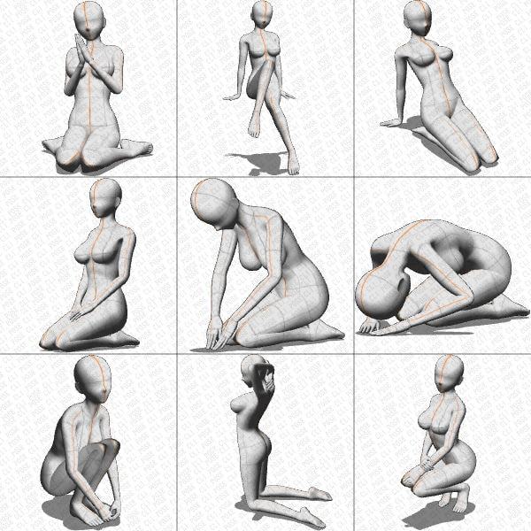 【ポーズ作画資料集020】全身ポーズ27点