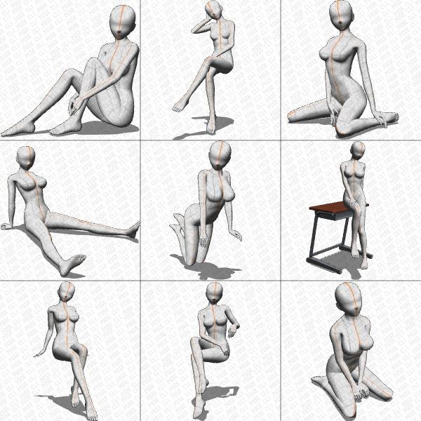 【ポーズ作画資料集020】全身ポーズ27点
