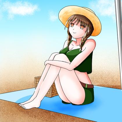 【イラスト】夏の海のひと時【カフェブラウン】