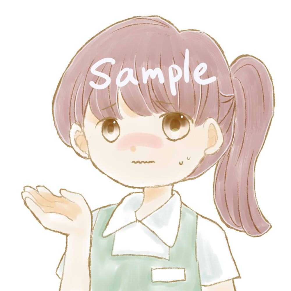 【商用利用OK】ショップ店員女の子イラスト素材/表情6つ