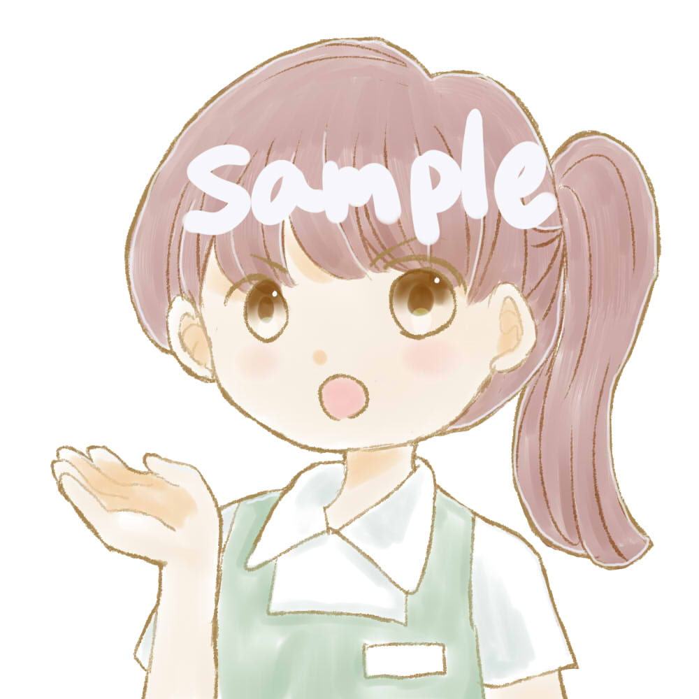 【商用利用OK】ショップ店員女の子イラスト素材/表情6つ